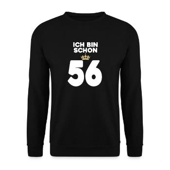 56. Geburtstag Geschenk - 56 Jahre mit Krone - Unisex Pullover - Schwarz - Vorne - Alina (178cm) & Michal (187cm)