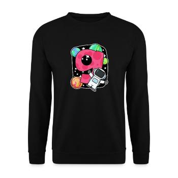 9e anniversaire 9 ans jeune astronaute de l’espace - Sweat-shirt Unisexe - noir - Devant - Alina (178cm) & Michal (187cm)