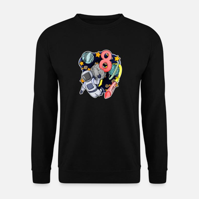 8. Geburtstag 8 Jahre Junge Astronaut Weltall - Unisex Pullover - Schwarz