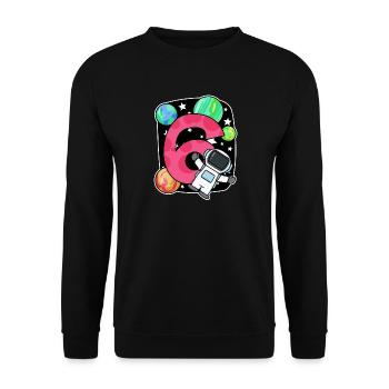 6th birthday 6 years young astronaut universe - Unisex Sweatshirt - black - Front - Alina (178cm) & Michal (187cm)
