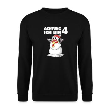 4.Geburtstag 4 Jahre alt Schneemann Geschenk - Unisex Pullover - Schwarz - Vorne - Alina (178cm) & Michal (187cm)