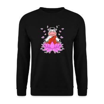 Yoga Kuh - Unisex Pullover - Schwarz - Vorne - Alina (178cm) & Michal (187cm)