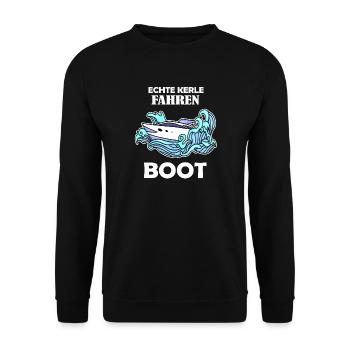Boote Motorboot Kapitän Boot Seefahrt Geschenk - Unisex Pullover - Schwarz - Vorne - Alina (178cm) & Michal (187cm)