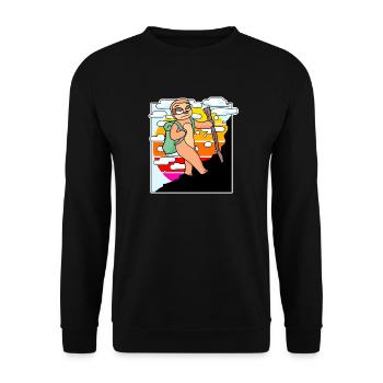 Sloth Mountain Mountains Mountain Peaks - Unisex Sweatshirt - black - Front - Alina (178cm) & Michal (187cm)