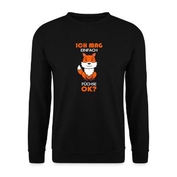Fuchs Tier Wald Wildtier - Unisex Pullover - Schwarz - Vorne - Alina (178cm) & Michal (187cm)