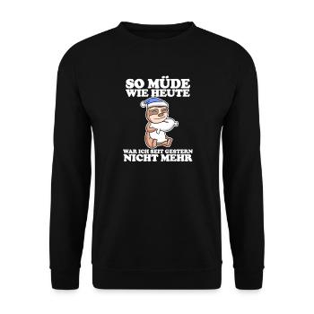Müde Spruch lustig mit Faultier Motiv - Unisex Pullover - Schwarz - Vorne - Alina (178cm) & Michal (187cm)