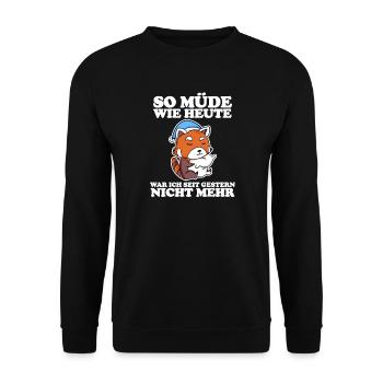 Müde Spruch lustig mit Roter Panda Motiv - Unisex Pullover - Schwarz - Vorne - Alina (178cm) & Michal (187cm)