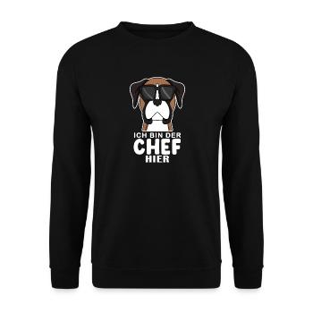 Hund Deutscher Boxer Cool Chef - Unisex Pullover - Schwarz - Vorne - Alina (178cm) & Michal (187cm)
