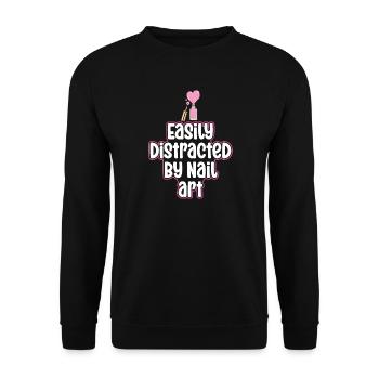 Facilement distrait par Nail Art Nail Tech - Sweat-shirt Unisexe - noir - Devant - Alina (178cm) & Michal (187cm)