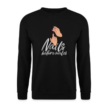 Les ongles avant les hommes Créateur d’ongles - Sweat-shirt Unisexe - noir - Devant - Alina (178cm) & Michal (187cm)