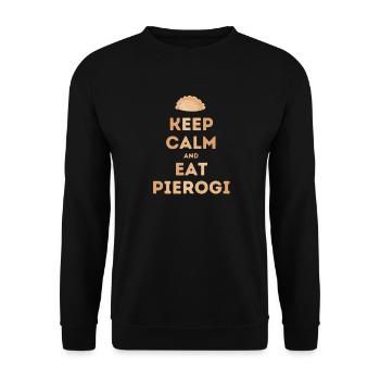 Keep Calm and Eat Pierogi - Unisex Pullover - Schwarz - Vorne - Alina (178cm) & Michal (187cm)