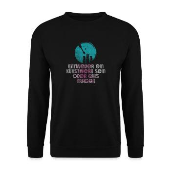 Entweder ein Kunstwerk Sein Nageldesignerin - Unisex Pullover - Schwarz - Vorne - Alina (178cm) & Michal (187cm)