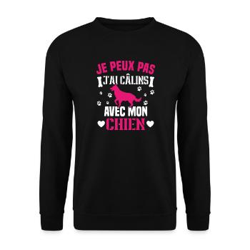 je peux pas j'ai câlins avec mon chien humour - Sweat-shirt Unisexe - noir - Devant - Alina (178cm) & Michal (187cm)