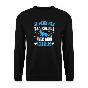 je peux pas j'ai câlins avec mon chien humour - Sweat-shirt Unisexe - noir - Devant - Alina (178cm) & Michal (187cm)