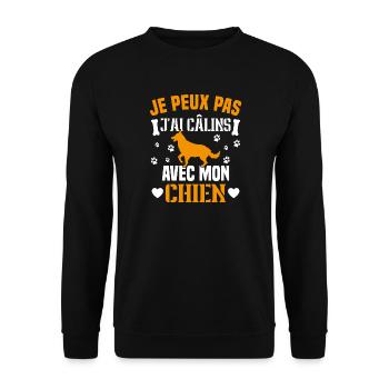 je peux pas j'ai câlins avec mon chien humour - Sweat-shirt Unisexe - noir - Devant - Alina (178cm) & Michal (187cm)