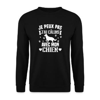 je peux pas j'ai câlins avec mon chien humour - Sweat-shirt Unisexe - noir - Devant - Alina (178cm) & Michal (187cm)
