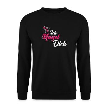 Ich Nagel Dich Nageldesignerin - Unisex Pullover - Schwarz - Vorne - Alina (178cm) & Michal (187cm)