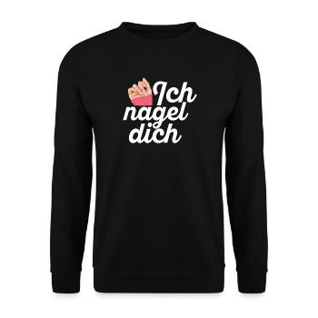 Ich Nagel Dich Nageldesignerin - Unisex Pullover - Schwarz - Vorne - Alina (178cm) & Michal (187cm)