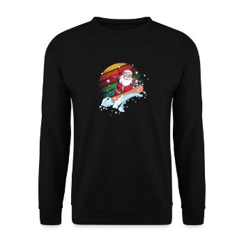 Santa Surfer Regenbogen - Unisex Pullover - Schwarz - Vorne - Alina (178cm) & Michal (187cm)