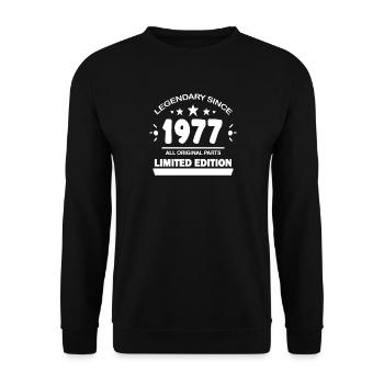 1977 - Né 1977 - Année de construction 1977 - Sweat-shirt Unisexe - noir - Devant - Alina (178cm) & Michal (187cm)
