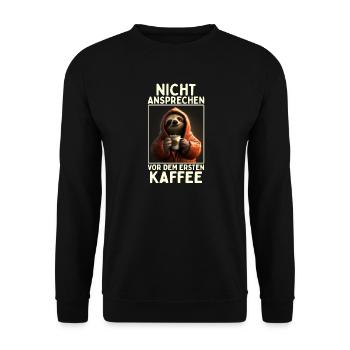 Faultier Nicht Ansprechen Vor Kaffee Morgenmuffel - Unisex Pullover - Schwarz - Vorne - Alina (178cm) & Michal (187cm)