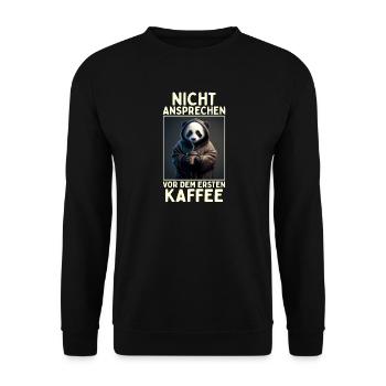 Panda Bär Nicht Ansprechen Vor Kaffee Morgenmuffel - Unisex Pullover - Schwarz - Vorne - Alina (178cm) & Michal (187cm)