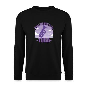 Tuba Instrument Musician Girl Gift - Unisex Sweatshirt - black - Front - Alina (178cm) & Michal (187cm)
