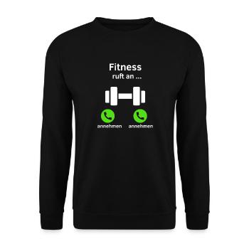 Fitness ruft an - annehmen oder annehmen? - Unisex Pullover - Schwarz - Vorne - Alina (178cm) & Michal (187cm)
