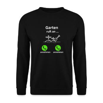 Garten ruft an - annehmen oder annehmen? - Unisex Pullover - Schwarz - Vorne - Alina (178cm) & Michal (187cm)
