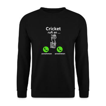 Cricket ruft an - annehmen oder annehmen? - Unisex Pullover - Schwarz - Vorne - Alina (178cm) & Michal (187cm)