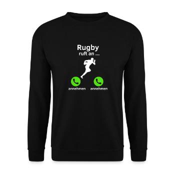 Rugby ruft an - annehmen oder annehmen? - Unisex Pullover - Schwarz - Vorne - Alina (178cm) & Michal (187cm)
