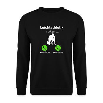 Leichtathletik ruft an - annehmen oder annehmen? - Unisex Pullover - Schwarz - Vorne - Alina (178cm) & Michal (187cm)
