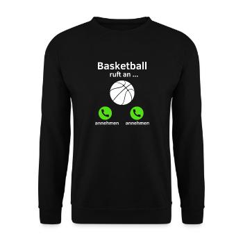 Basketball ruft an - annehmen oder annehmen? - Unisex Pullover - Schwarz - Vorne - Alina (178cm) & Michal (187cm)