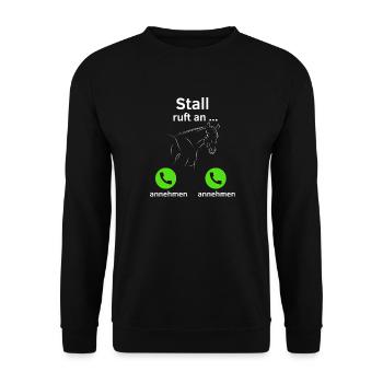 Stall ruft an - annehmen oder annehmen? - Unisex Pullover - Schwarz - Vorne - Alina (178cm) & Michal (187cm)
