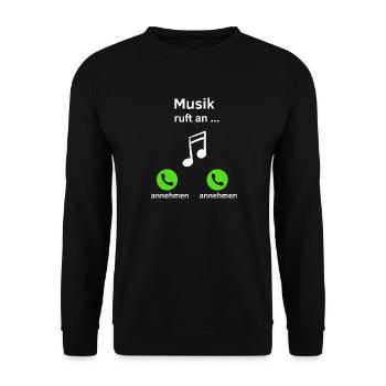 Musik ruft an - annehmen oder annehmen? - Unisex Pullover - Schwarz - Vorne - Alina (178cm) & Michal (187cm)