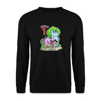 1. Geburtstag Niedliche Tiere 1 Jahr alt - Unisex Pullover - Schwarz - Vorne - Alina (178cm) & Michal (187cm)