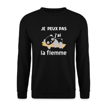 je peux pas j'ai la flemme - Sweat-shirt Unisexe - noir - Devant - Alina (178cm) & Michal (187cm)