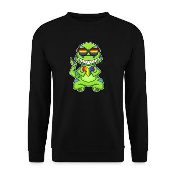 LGBT Animal Dinosaur Rainbow Heart - Unisex Sweatshirt - black - Front - Alina (178cm) & Michal (187cm)