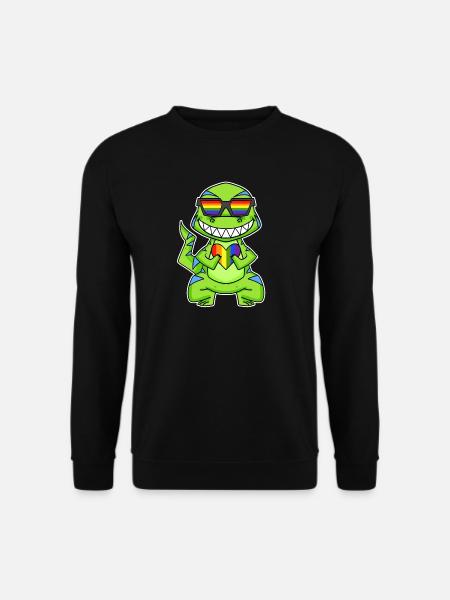 LGBT Animal Dinosaur Rainbow Heart - Unisex Sweatshirt - black