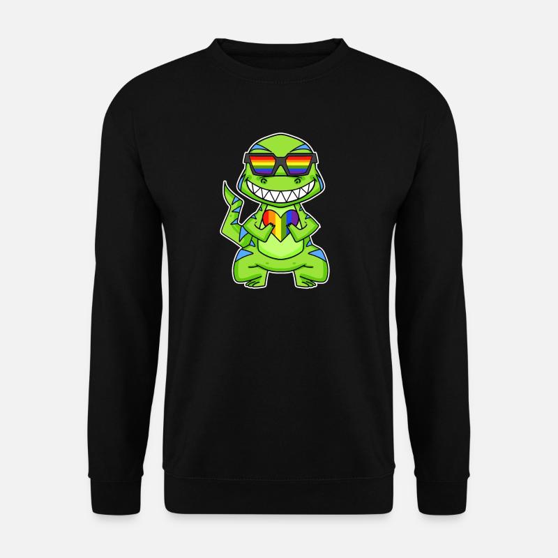 LGBT Tier Dinosaurier Regenbogen Herz - Unisex Pullover - Schwarz
