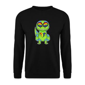 LGBT Animal Dinosaur Rainbow Heart - Unisex Sweatshirt - black - Front - Alina (178cm) & Michal (187cm)