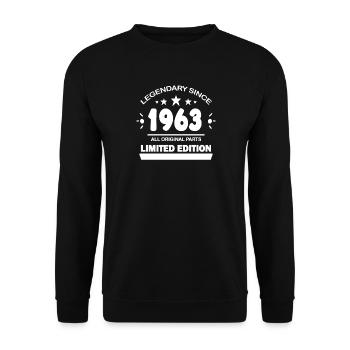 1963 - Jahrgang 1963 - Baujahr 1963 - Unisex Pullover - Schwarz - Vorne - Alina (178cm) & Michal (187cm)