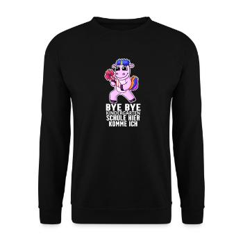 Einschulung Erste Klasse Mädchen - Unisex Pullover - Schwarz - Vorne - Alina (178cm) & Michal (187cm)