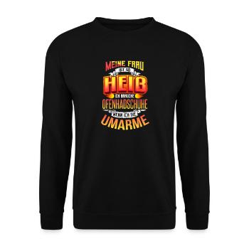 Meine Frau ist Heiß - Unisex Pullover - Schwarz - Vorne - Alina (178cm) & Michal (187cm)