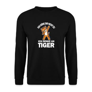 Tiger Spruch lustig - Unisex Pullover - Schwarz - Vorne - Alina (178cm) & Michal (187cm)