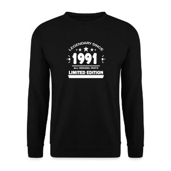 1991 - Jahrgang 1991 - Baujahr 1991 - Unisex Pullover - Schwarz - Vorne - Alina (178cm) & Michal (187cm)