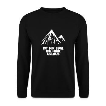 Urlaub Spruch Berg Berge - Unisex Pullover - Schwarz - Vorne - Alina (178cm) & Michal (187cm)