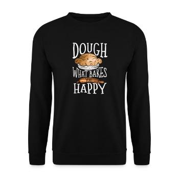 Dough What Bakes You Happy Bäckerei - Unisex Pullover - Schwarz - Vorne - Alina (178cm) & Michal (187cm)