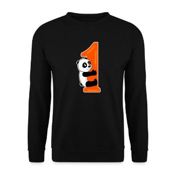 1. Geburtstag 1 Jahr alt Geschenk Panda - Unisex Pullover - Schwarz - Vorne - Alina (178cm) & Michal (187cm)