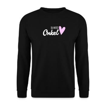 Onkel - Onkel werden - Schwangerschaft verkünden - Unisex Pullover - Schwarz - Vorne - Alina (178cm) & Michal (187cm)